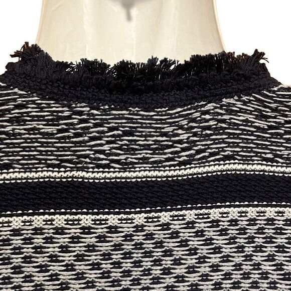 Ann Taylor Loft Womens Cardigan LP 100% Cotton‎ Shrug Blue Open Front Fringe - Picture 6 of 9